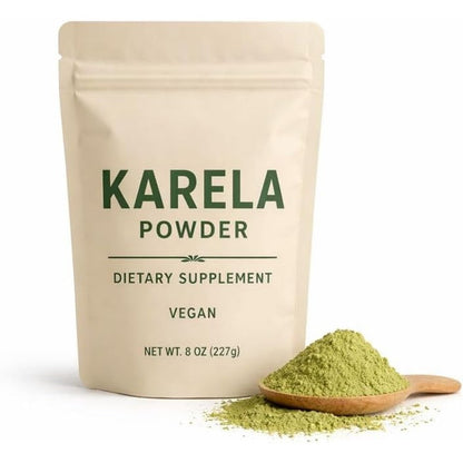 Minature Karela Powder packaging front view for blood sugar support