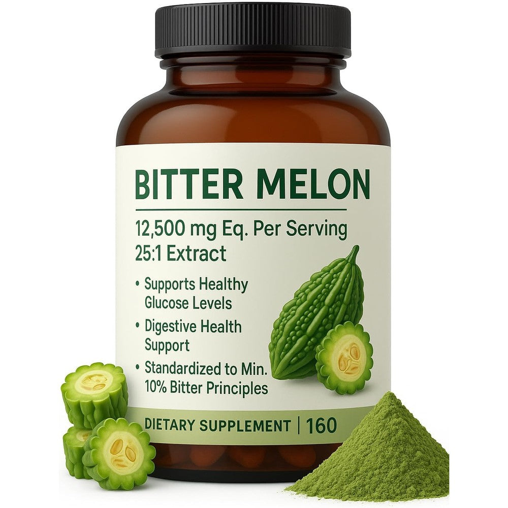 Generic Bitter Melon Extract 12500mg bottle front view for blood sugar support