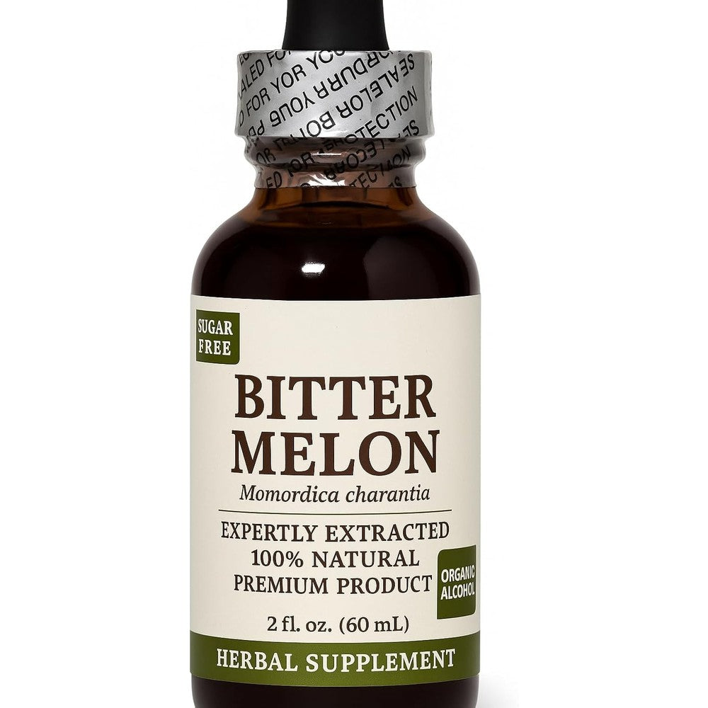 Generic Bitter Melon Extract Drops front view of the liquid herbal supplement bottle for blood sugar management