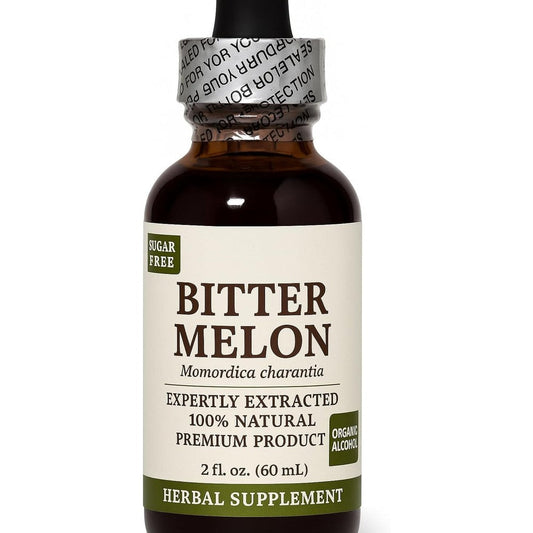 Generic Bitter Melon Extract Drops front view of the liquid herbal supplement bottle for blood sugar management