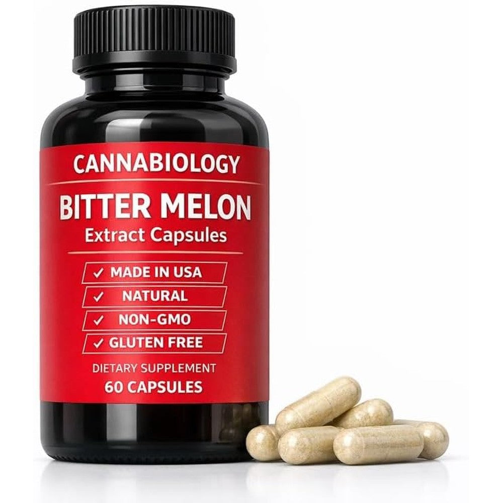 Cannabiology Karela Capsules bottle front view showing bitter melon extract ingredients for glucose support