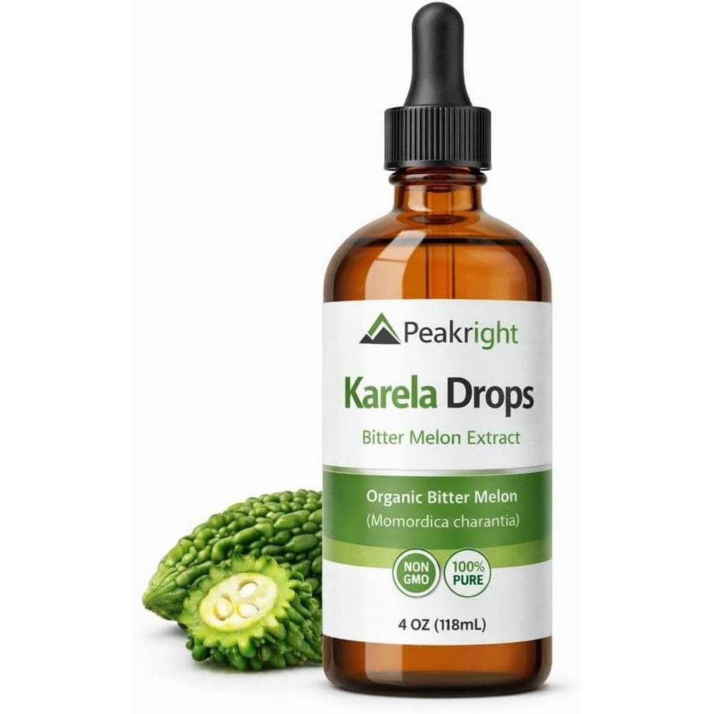 Peakright Karela Bitter Melon Liquid Drops front view for blood sugar support