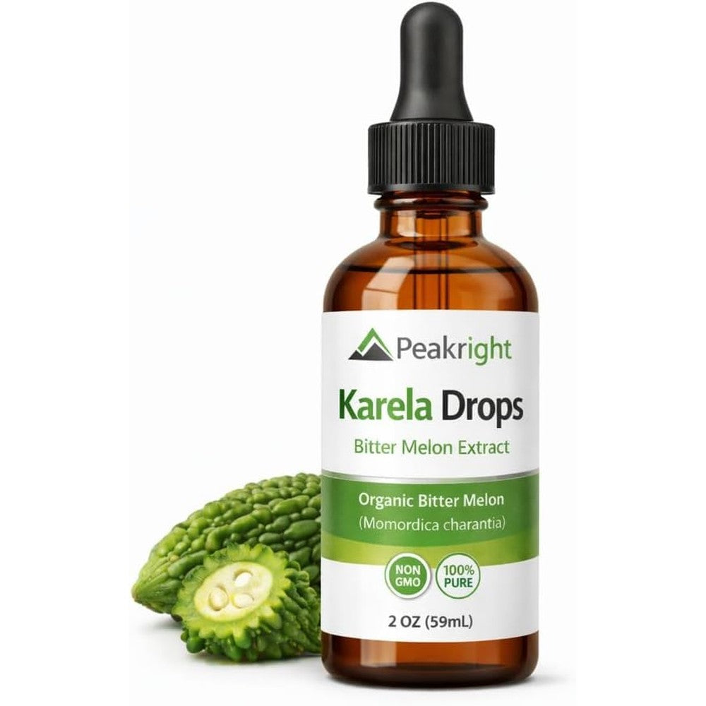 Peakright Liquid Karela Bitter Melon Drops front view bottle for blood sugar metabolism support
