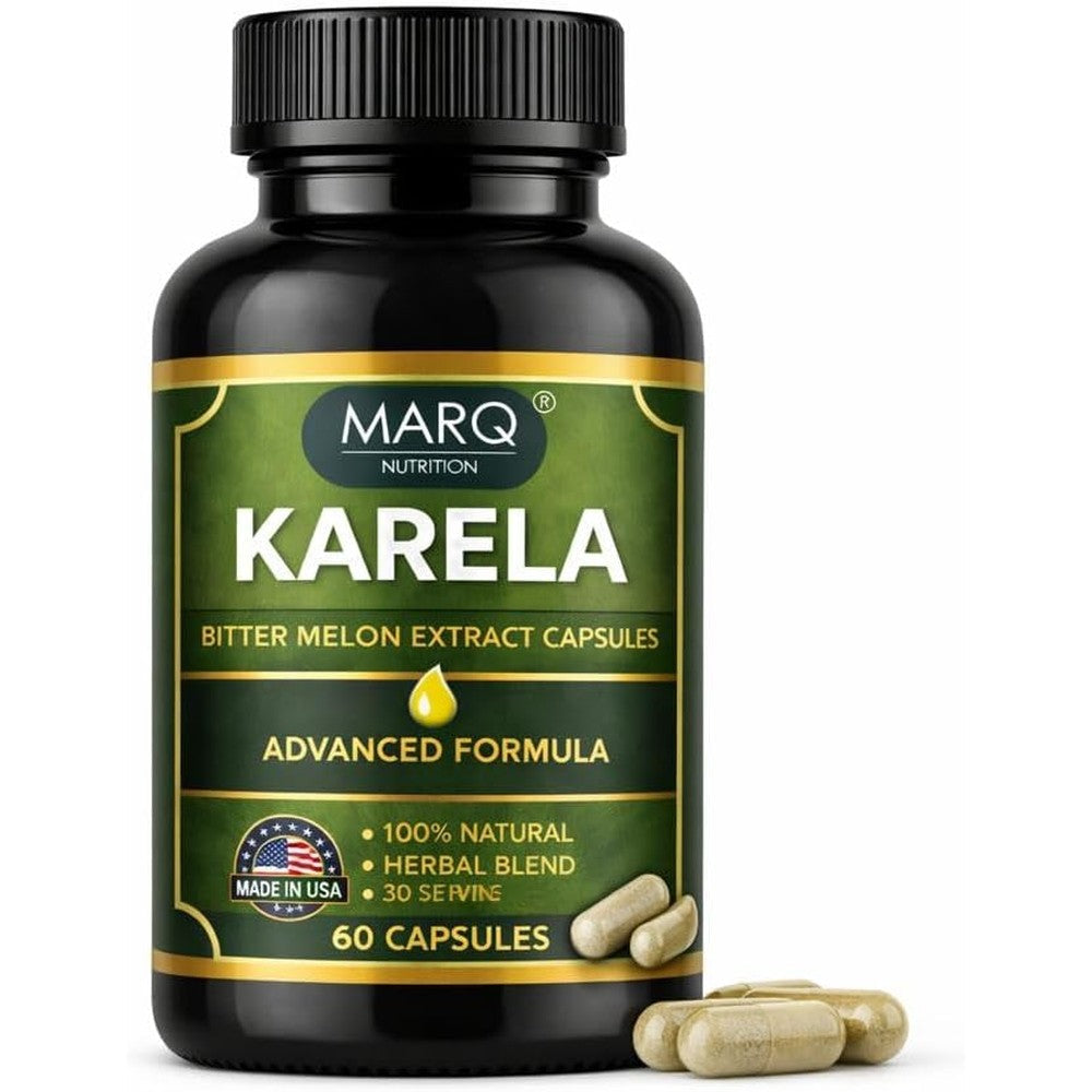 MARQ Nutrition Karela Bitter Melon Extract front view bottle for metabolic health support.