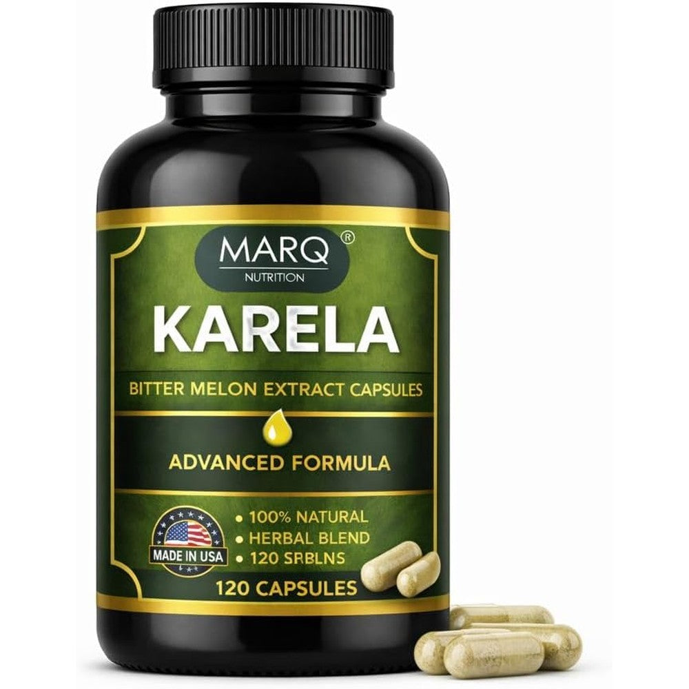 MARQ Nutrition Karela Bitter Melon Extract front view bottle for natural metabolic health support.