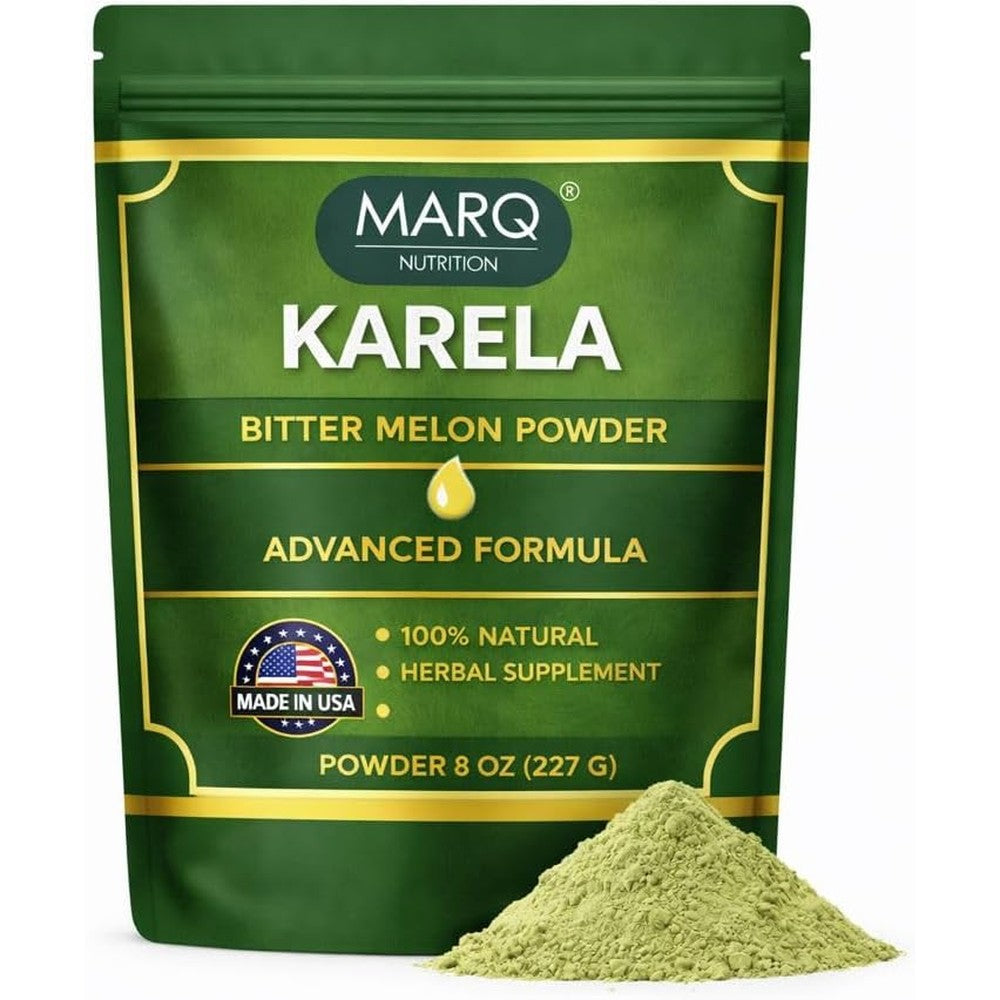 MARQ Nutrition Karela Bitter Melon Extract Powder front view for natural blood sugar support.
