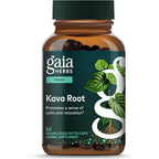 Gaia Herbs Kava Root 60 liquid capsules front bottle view for stress relief.