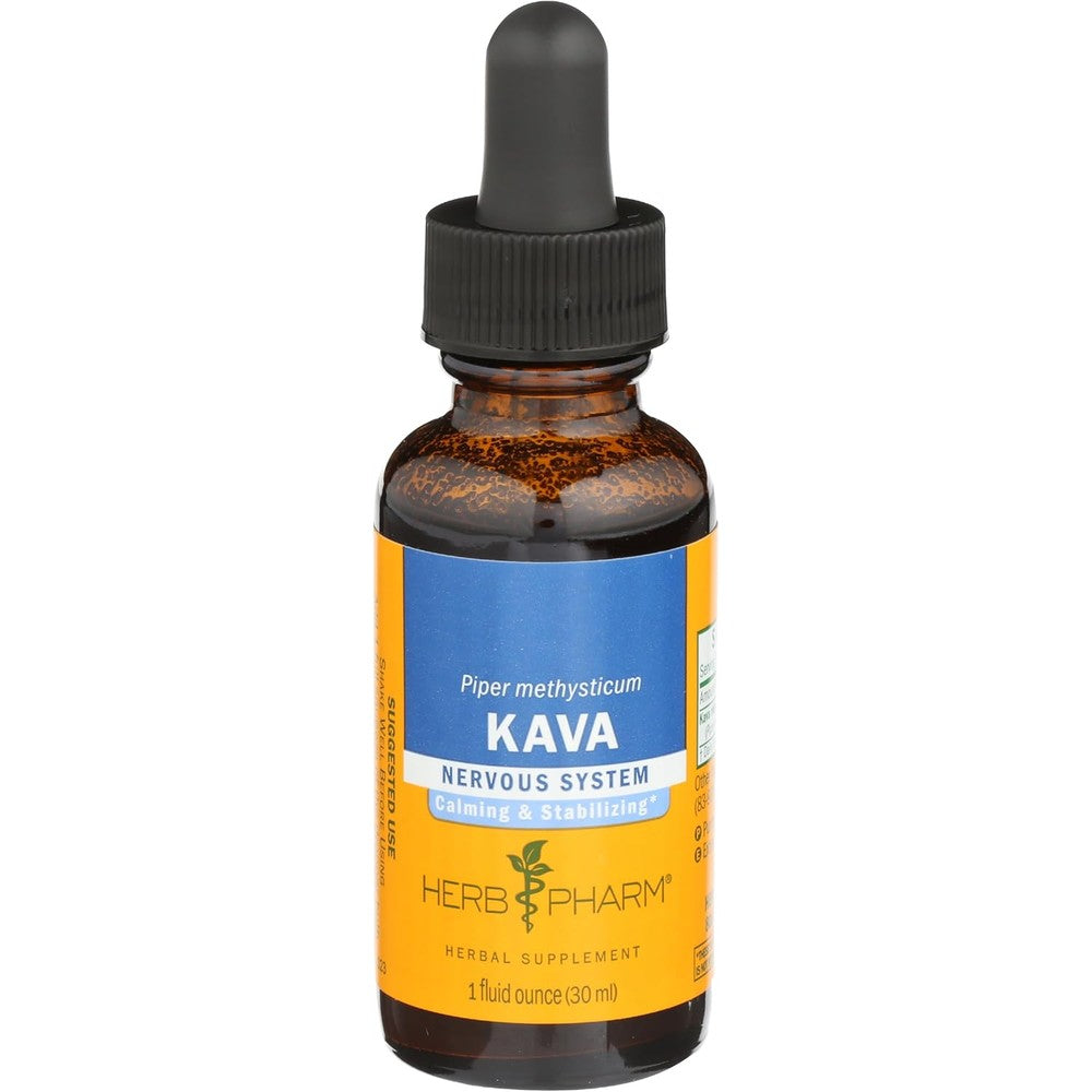 Herb Pharm Pharma Kava Extract 1 Fluid Ounce front view bottle for natural mood support