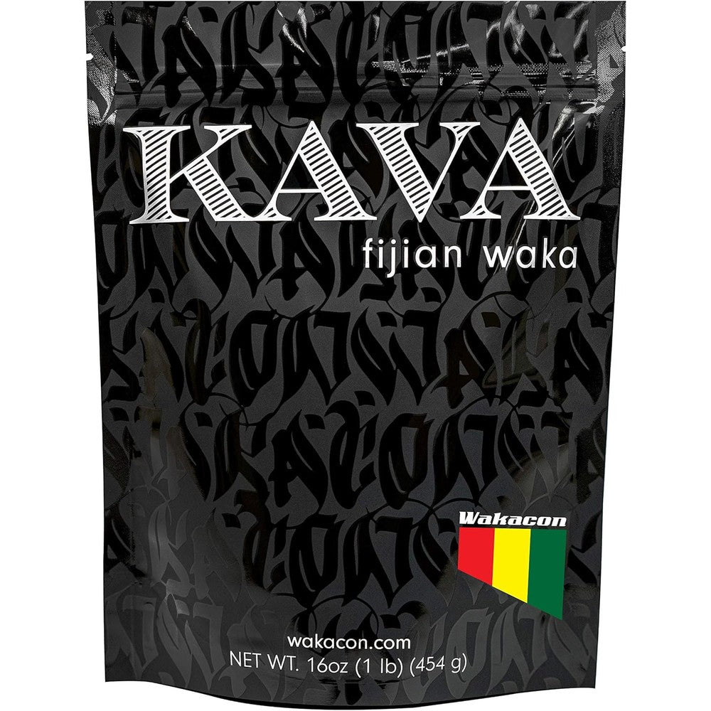 Wakacon Authentic Fijian Waka Kava Powder 16 Ounces package front view showing logo
