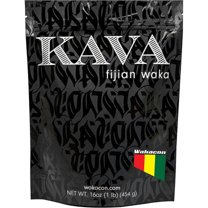 Wakacon Authentic Fijian Waka Kava Powder 16 Ounces package front view showing logo
