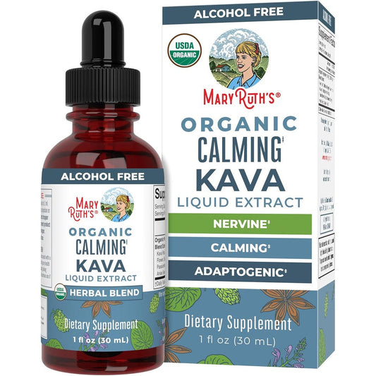 MaryRuth's Kava Root Liquid Extract front view bottle for natural calm and relaxation
