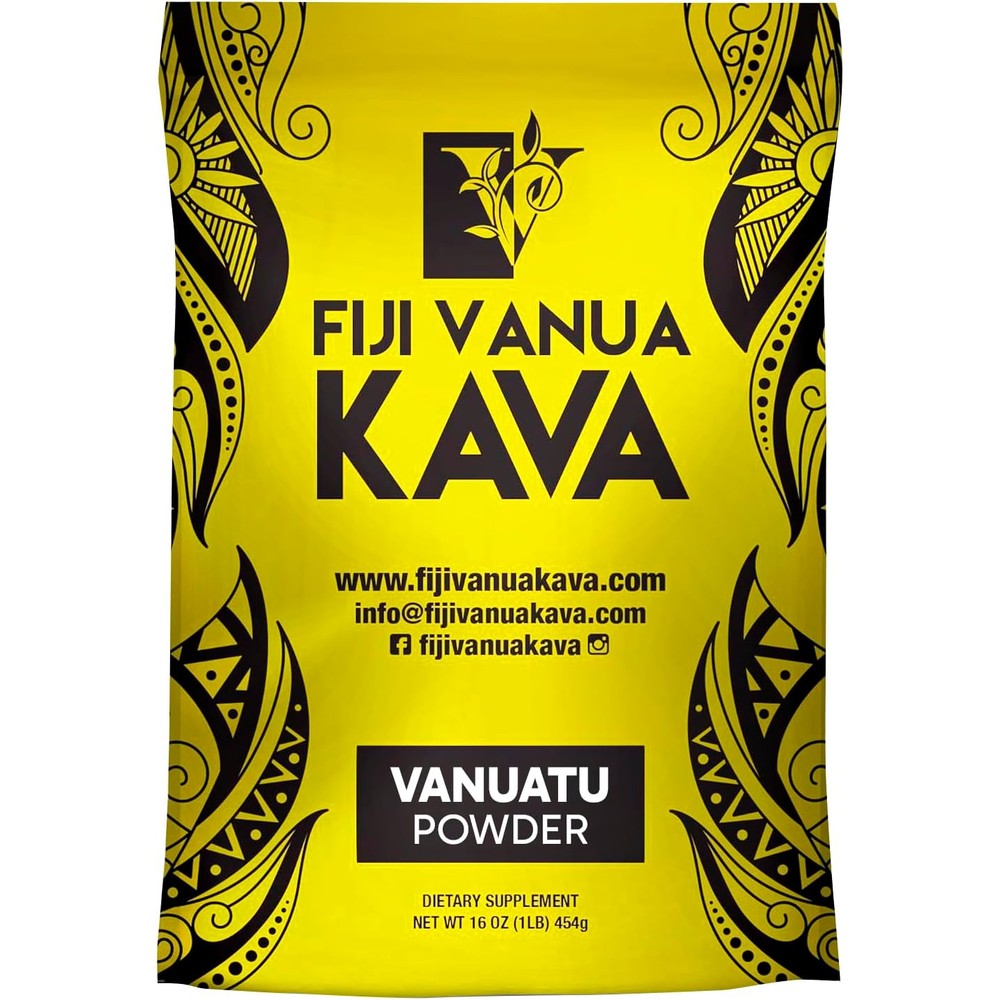 Fiji Vanua Kava Vanuatu Root Powder front view authentic kava supplement packaging