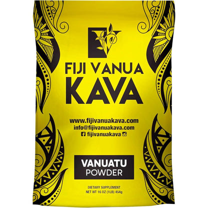 Fiji Vanua Kava Vanuatu Root Powder front view authentic kava supplement packaging