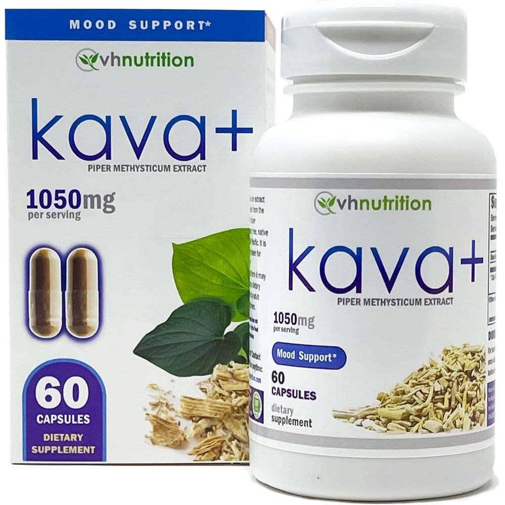 VH Nutrition KAVA Plus 1050mg Mood Support 60 Capsules front view bottle.