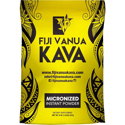 Fiji Vanua Kava Micronized Noble Root Powder 8 Ounce front view package for stress relief