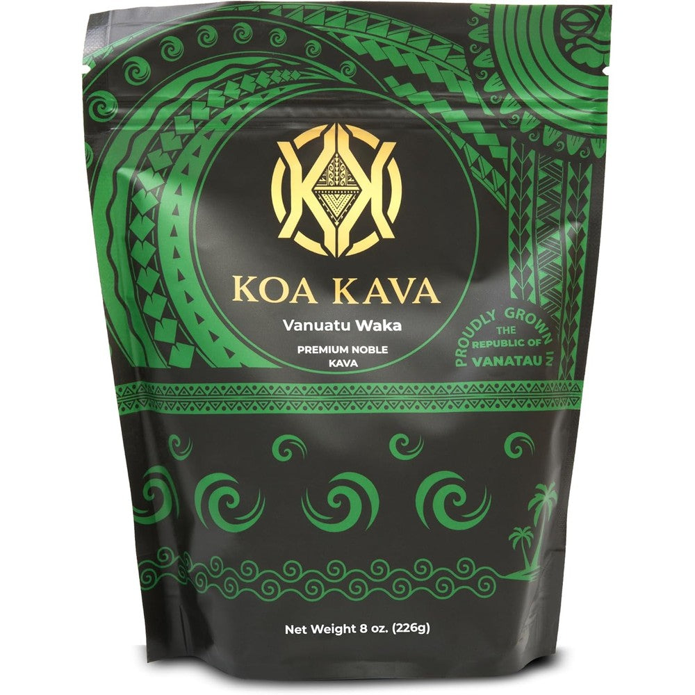 Koa Kava Premium Noble Vanuatu Waka Kava Root Powder 8 ounce pouch front view