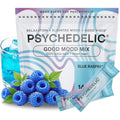 Psychedelic Water Good Mood Mix Blue Raspberry fourteen packet box front view representing authentic USA wellness imports