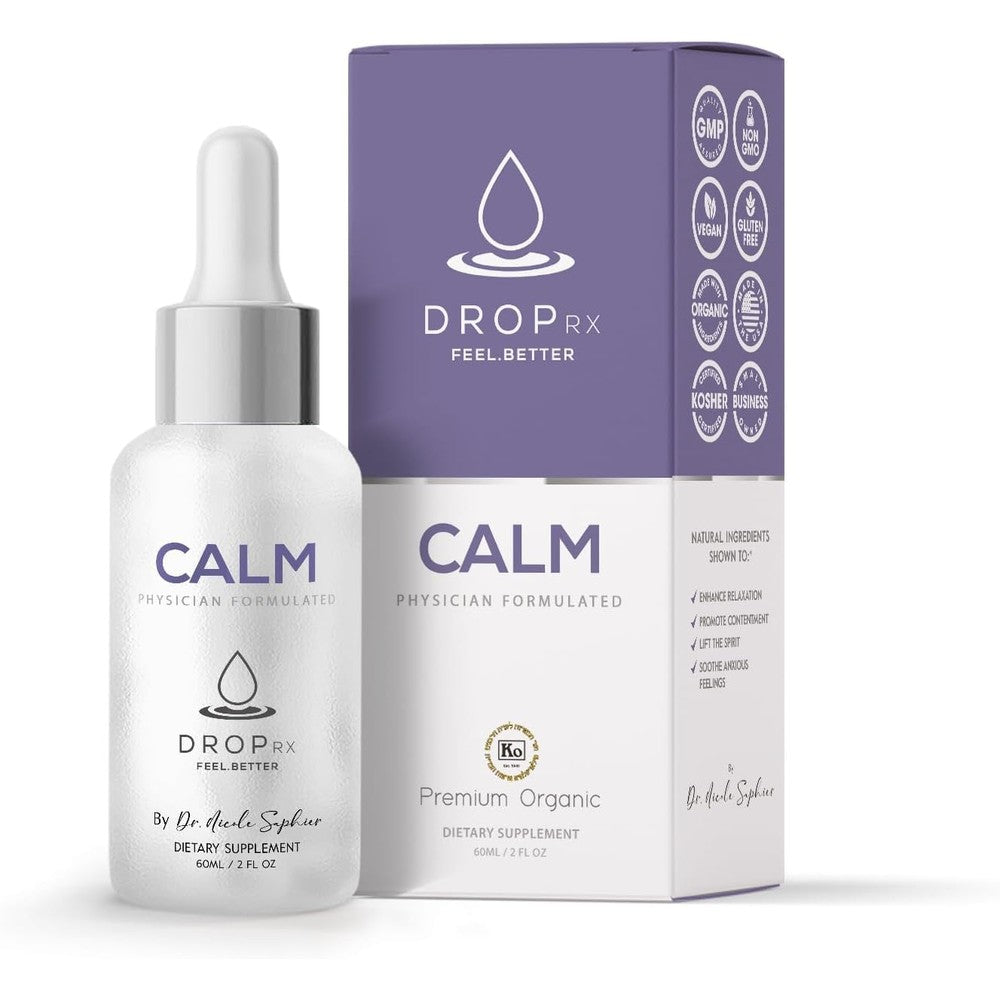 DropRx Calm Kava Extract Liquid Tincture front view organic relaxation supplement packaging