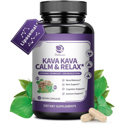 Lukaree Liposomal Kava Root Extract supplement front view bottle for natural relaxation