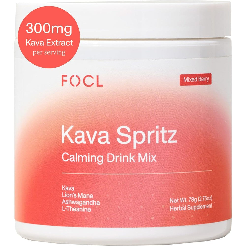 FOCL Kava Spritz Drink Mix Mixed Berry front view package on retail shelf