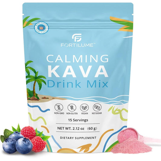Karseell Maca Care System Fortilume Kava Drink Mix front view of the premium berry flavor packaging