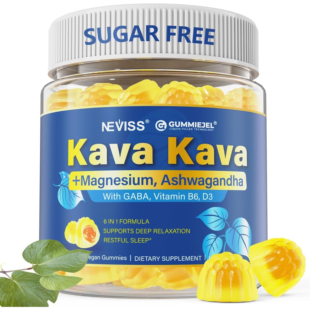 Neviss Happy Kava Sugar Free Gummies front view authentic USA imported relaxation supplement