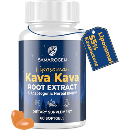 Samarogen Liposomal Kava Kava front view bottle showing 60 softgels label