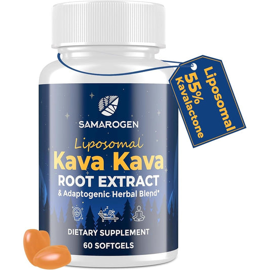 Samarogen Liposomal Kava Kava front view bottle showing 60 softgels label