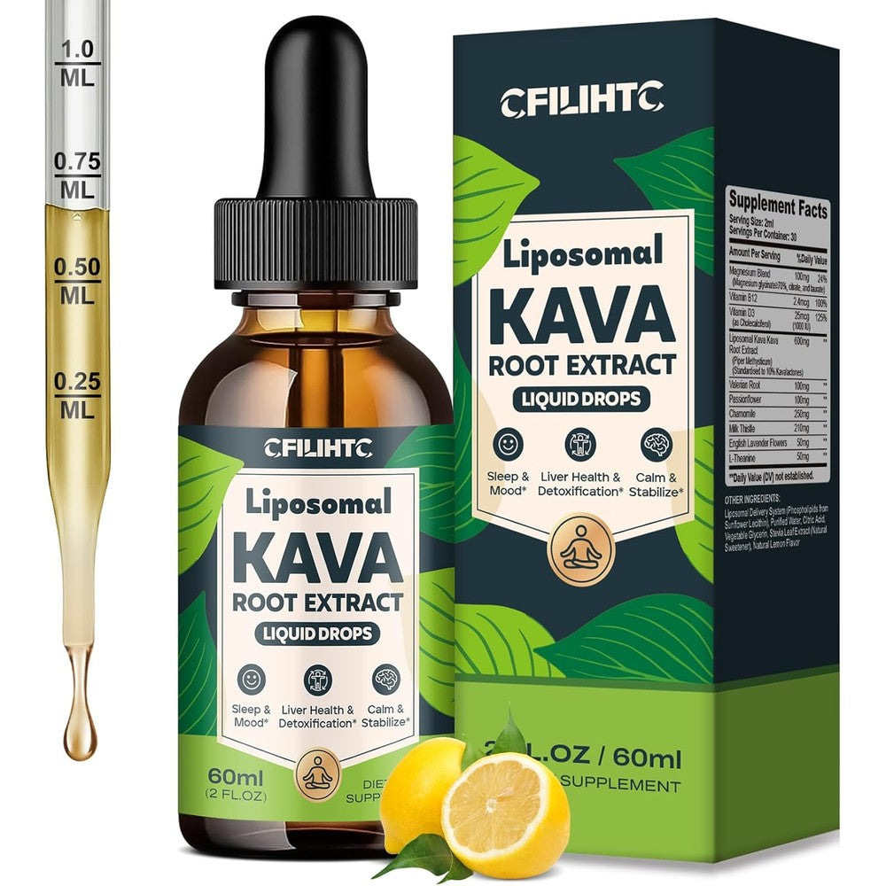 CFILIHTC Liposomal Kava Liquid Drops front view for natural stress relief supplement