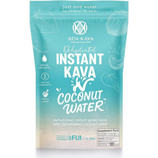 Koa Kava Instant Kava and Coconut Water pouch front view packaging