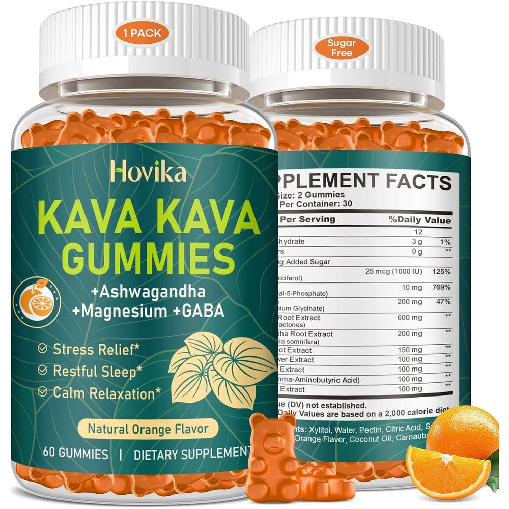 Zetelixia Hovika Kava Kava Root Extract Gummies bottle front view for relaxation supplement