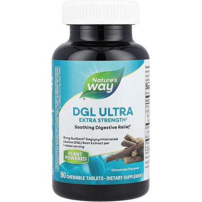 Nature's Way DGL Ultra chocolate flavored chewable tablets front view