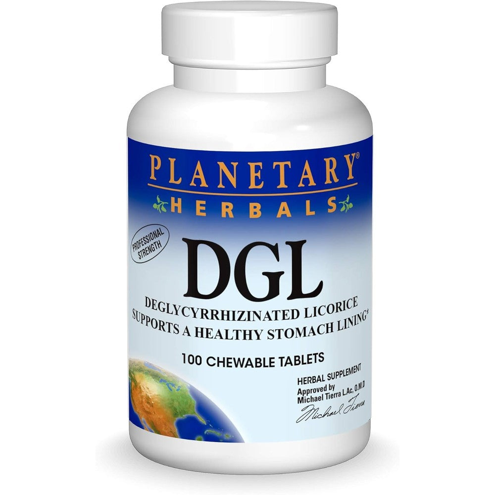 Planetary Herbals DGL Licorice 100 Chewable Tablets front view