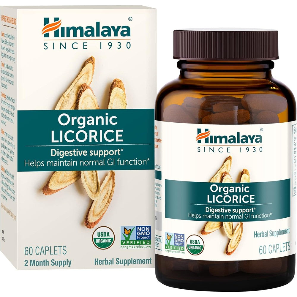 Himalaya Organic Licorice 60 Caplets front view for digestive health