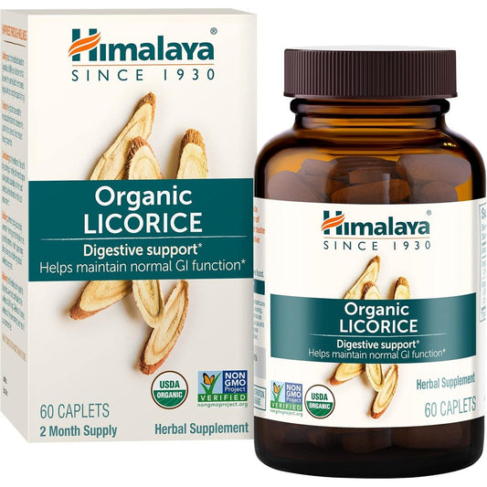 Himalaya Organic Licorice 60 Caplets front view for digestive health