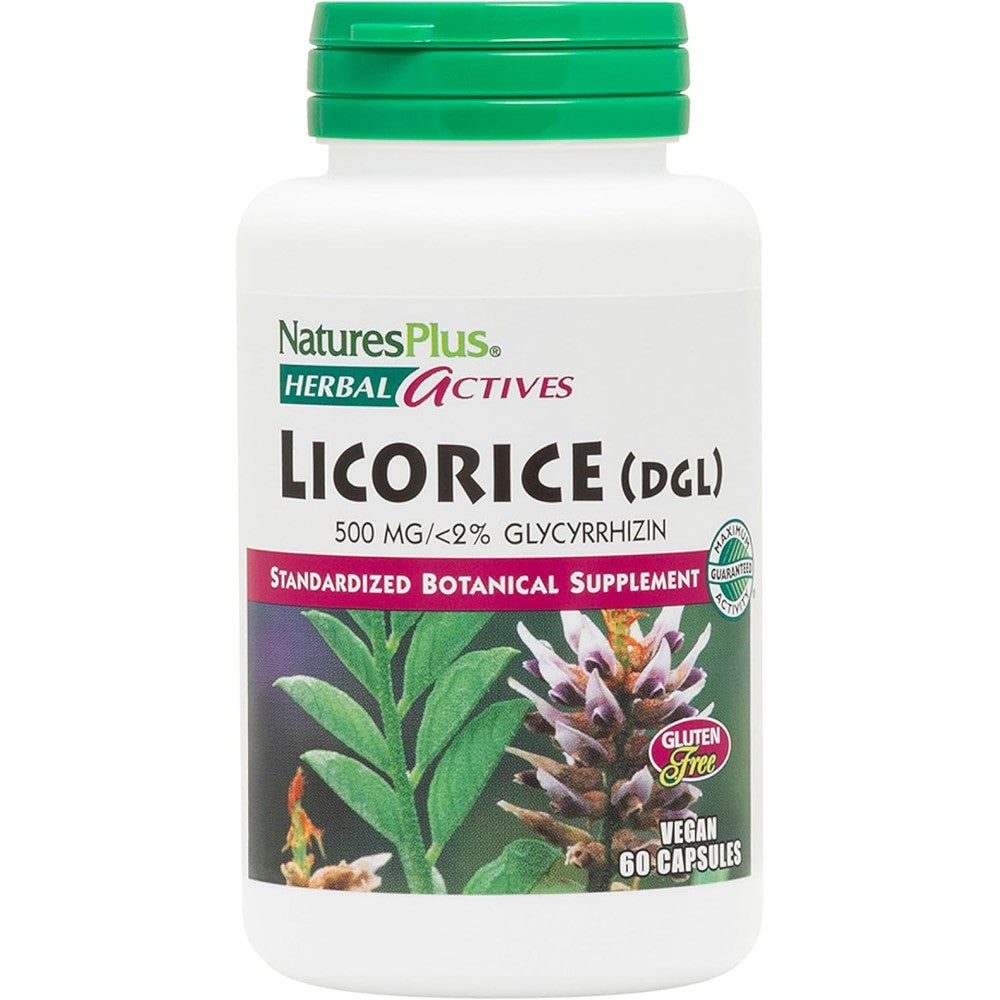 NaturesPlus Herbal Actives Licorice DGL 500 mg bottle front view
