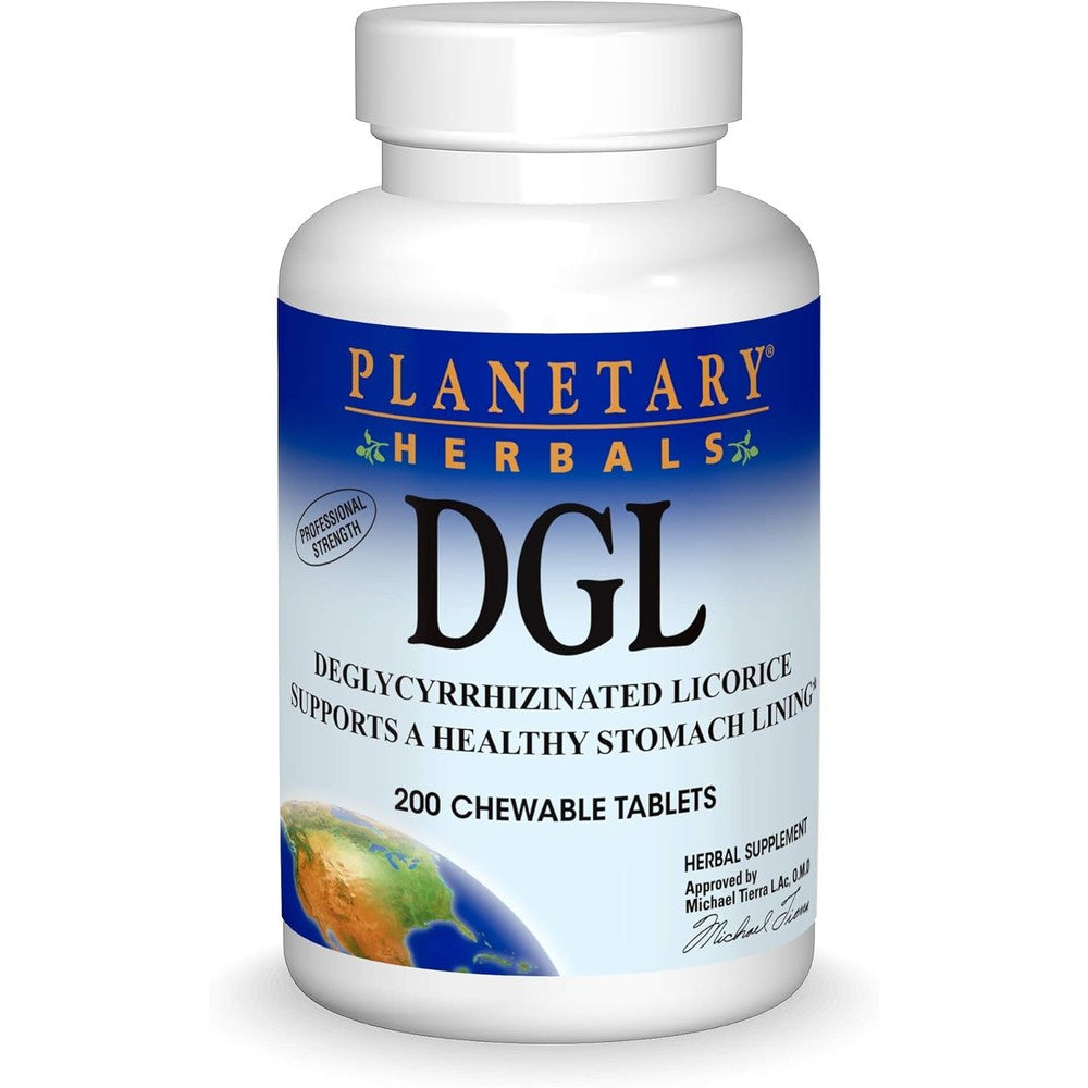 Planetary Herbals DGL Licorice 200 Chewable Tablets front view