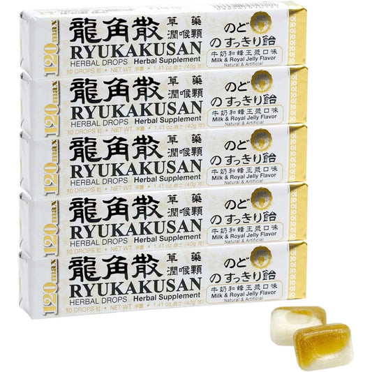 Ryukakusan Herbal Drops Honey Milk front view packaging