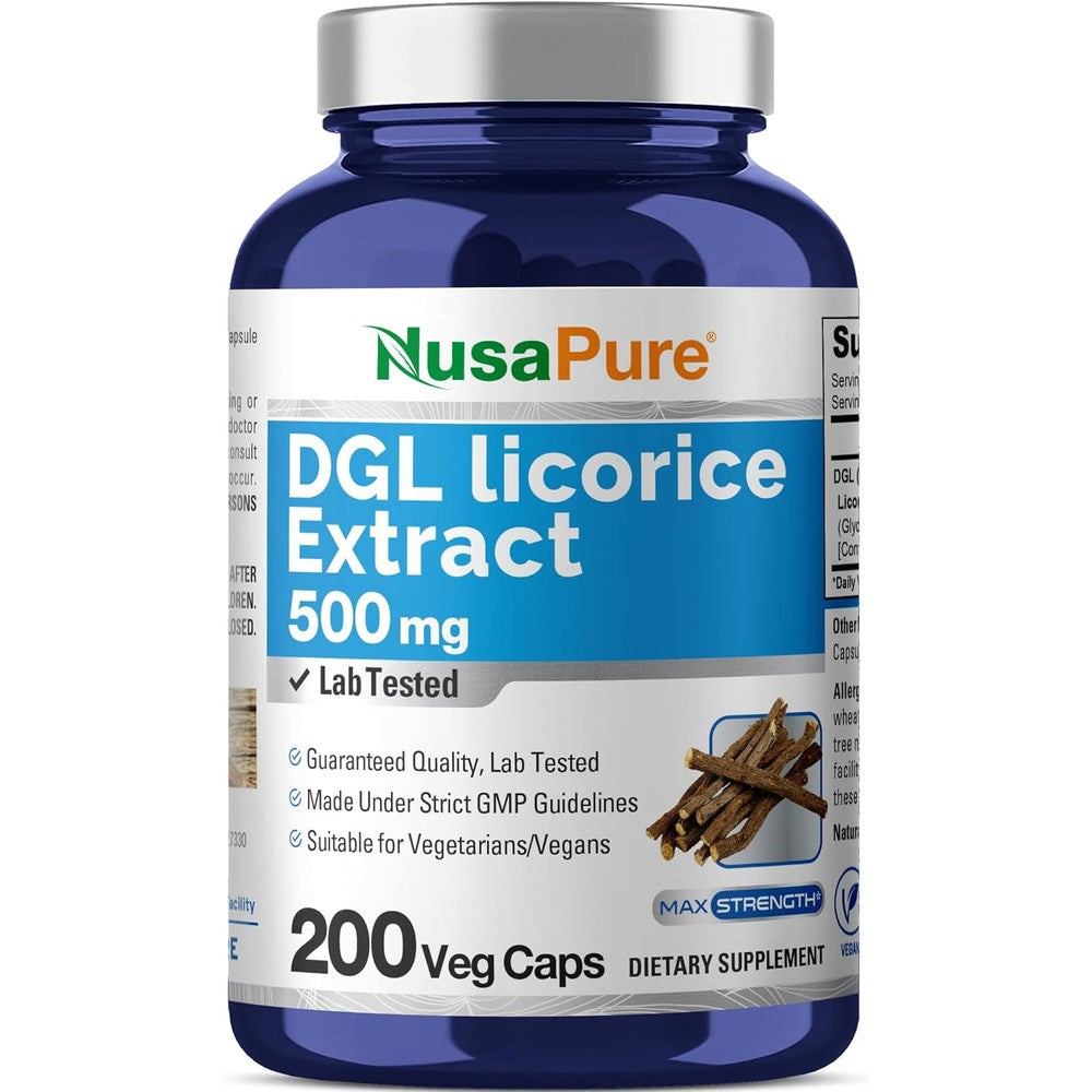 NusaPure DGL Licorice Extract 500mg bottle front view