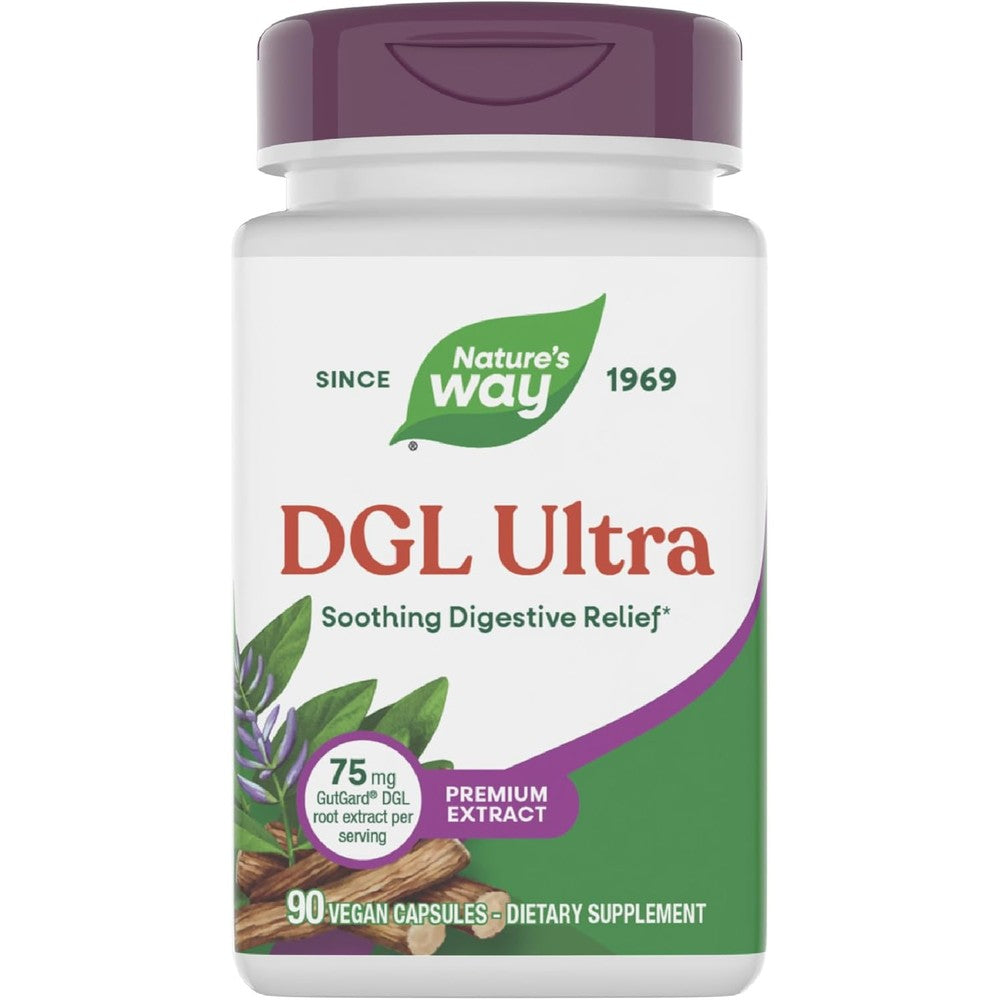 Nature's Way DGL Ultra 90 Capsules front view bottle