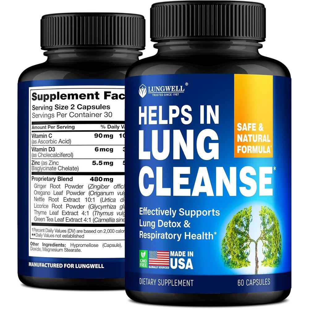 Lungwell Quit Smoking Aid front bottle view for lung health