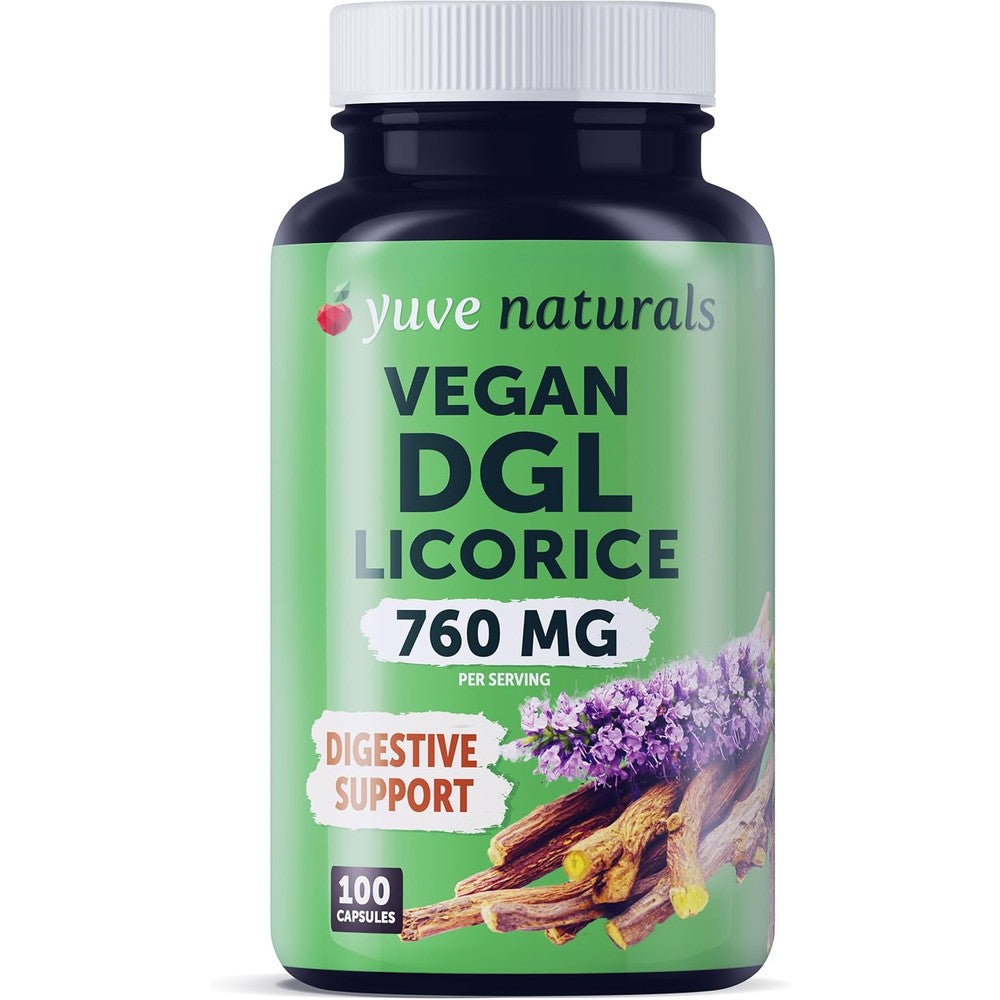 Yuve Vegan DGL Licorice 760mg capsules bottle front view
