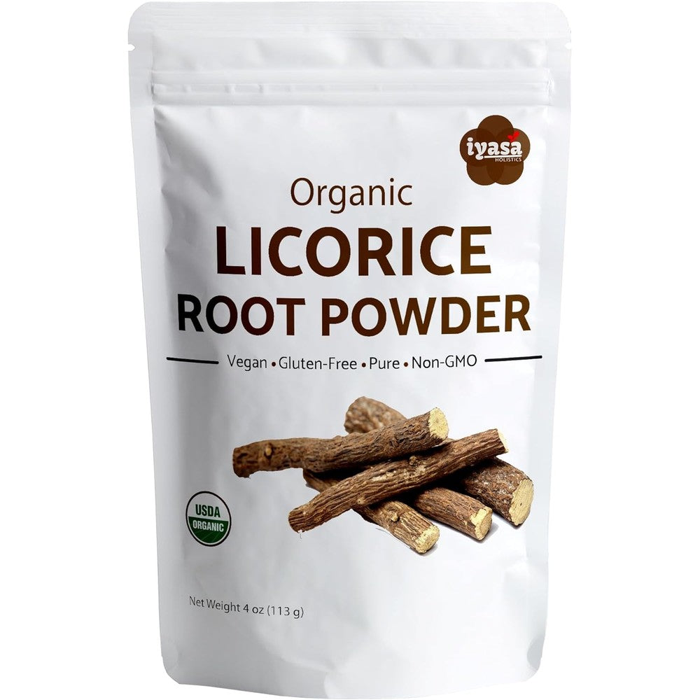 Iyasa Holistics Organic Licorice Root Powder 4 Ounce pouch front view