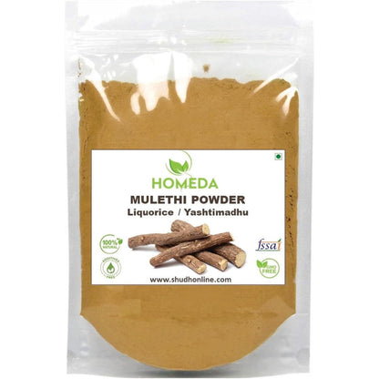 Homeda Organic Licorice Root Mulethi Powder front view in 100g pack