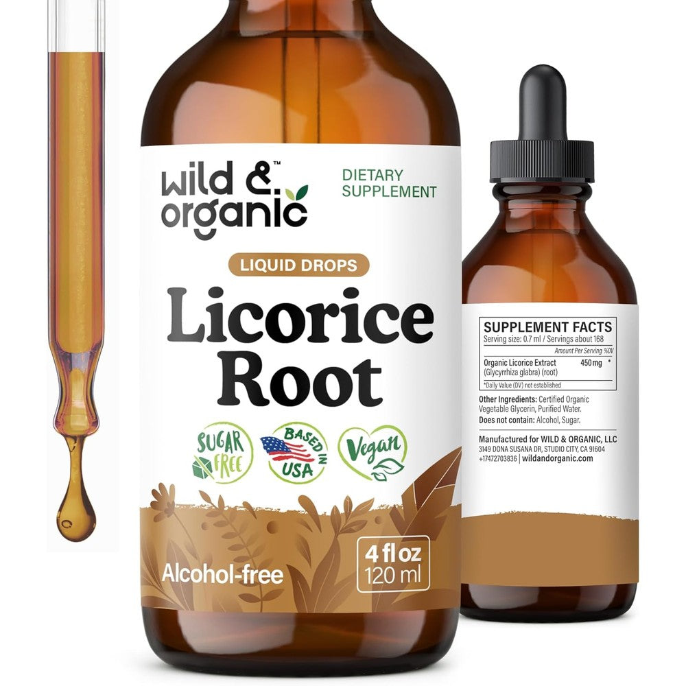 Wild and Organic Licorice Root Tincture front view bottle