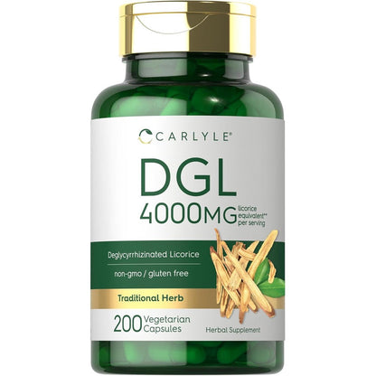 Carlyle DGL Deglycyrrhizinated Licorice 200 Capsules front view