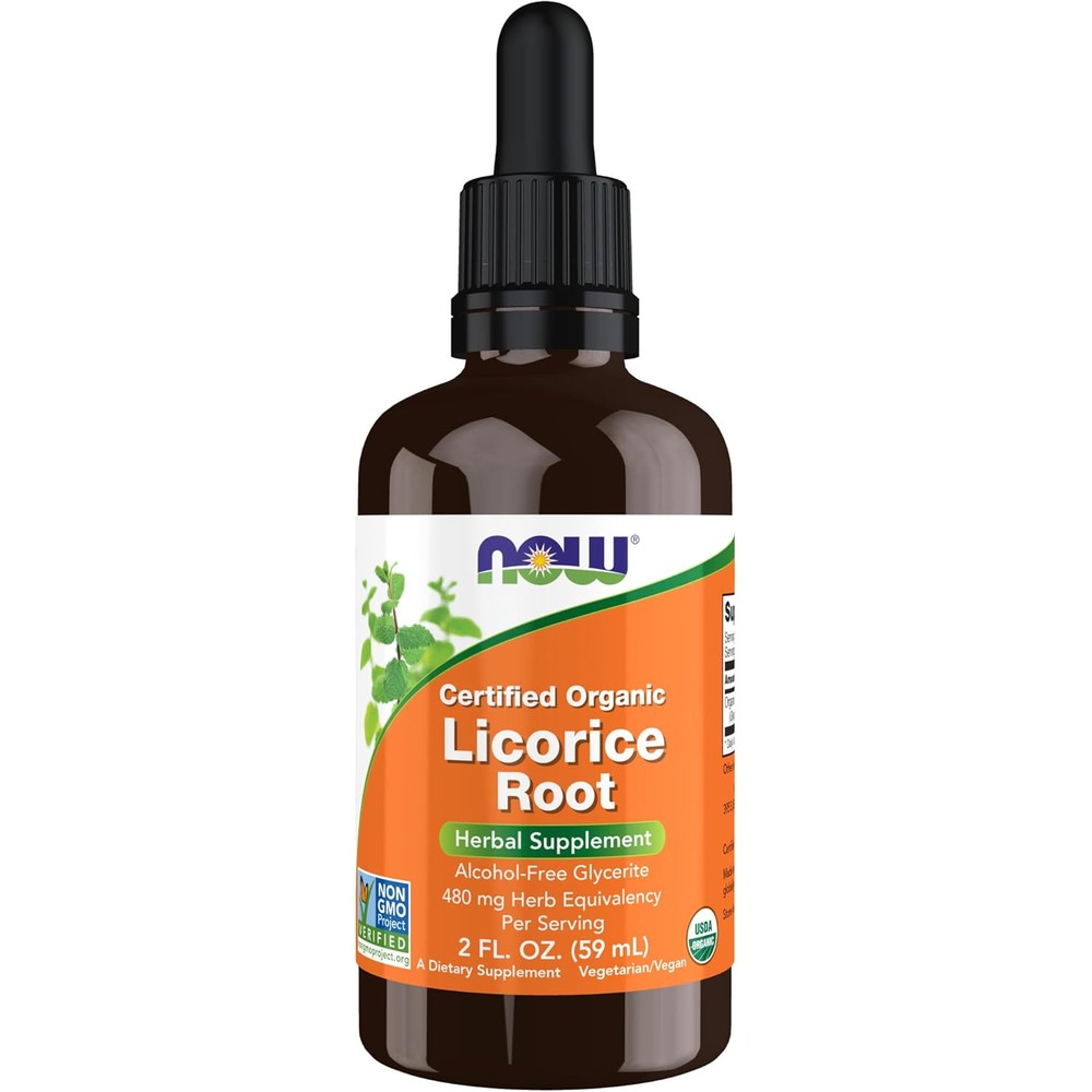 Now Foods Organic Licorice Root liquid supplement bottle front view