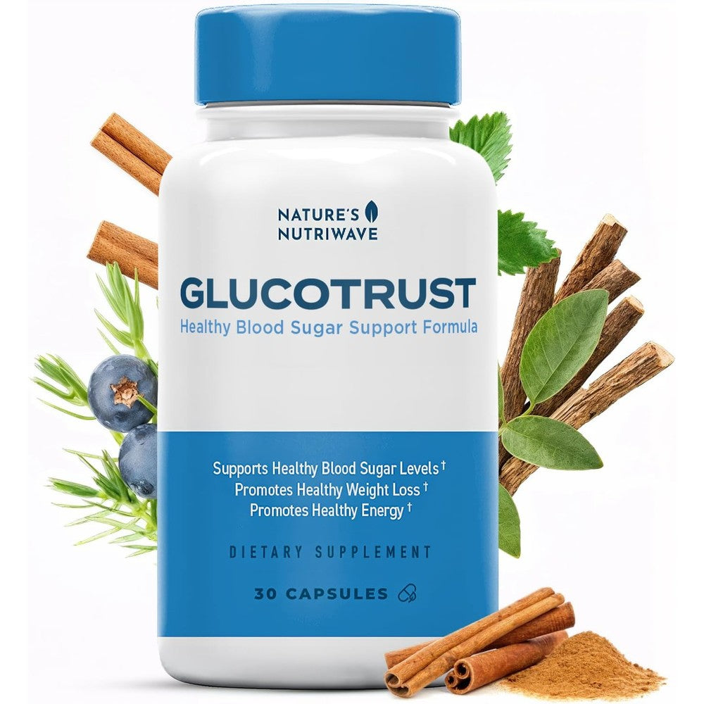 Nature’s NutriWave Glucotrust Herbal 30 Capsules front view metabolic supplement