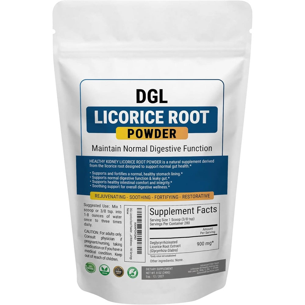Kidney Restore DGL Licorice Root Powder 8 Ounce front view