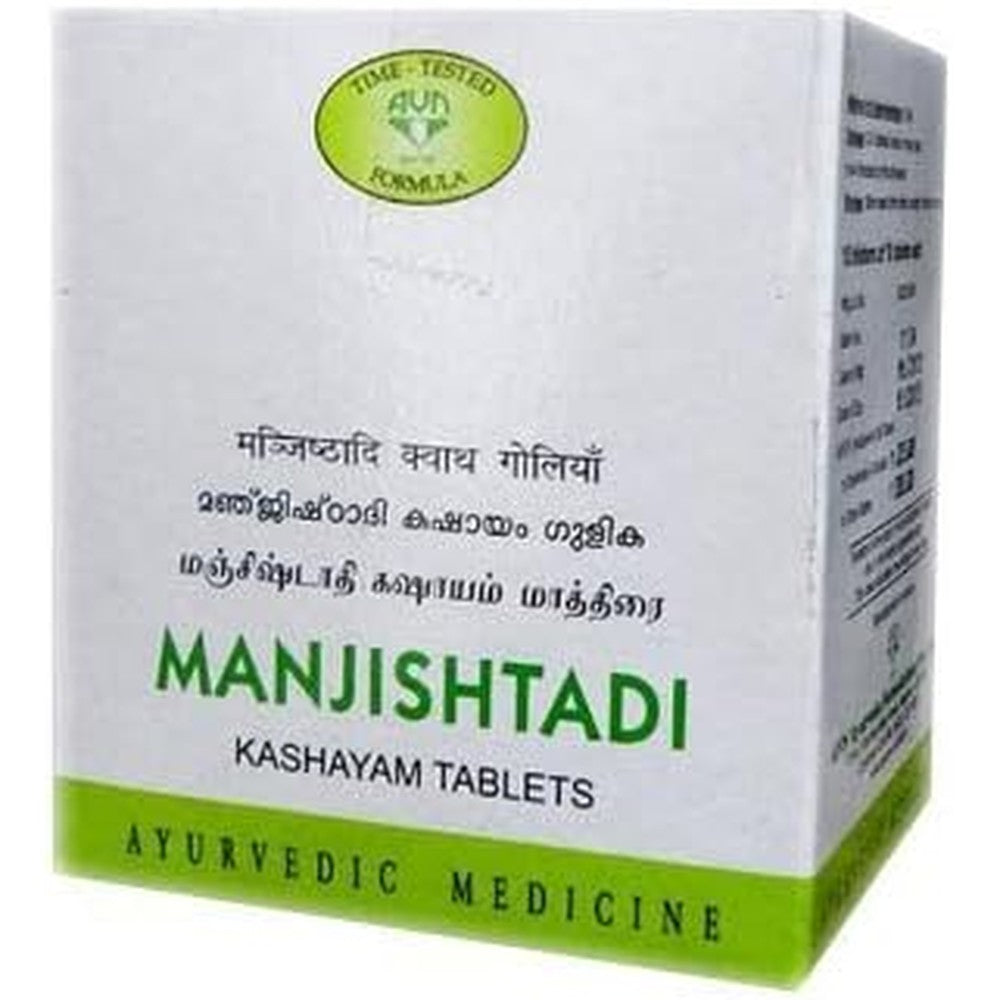 AVN Ayurveda Formulations Manjishtadi Kashayam Herbal Supplement 100 Tablets front view